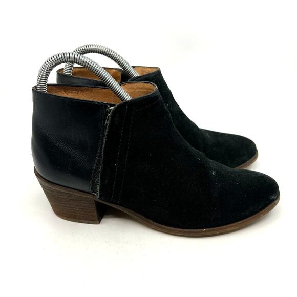 Madewell Black Suede and Leather Ankle Boots Women's 7.5 US - Picture 3 of 9
